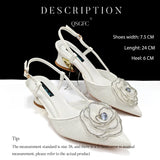 New Arrival Elegant Full of Rhinestone Flower Design Style Shoes and Bag Set