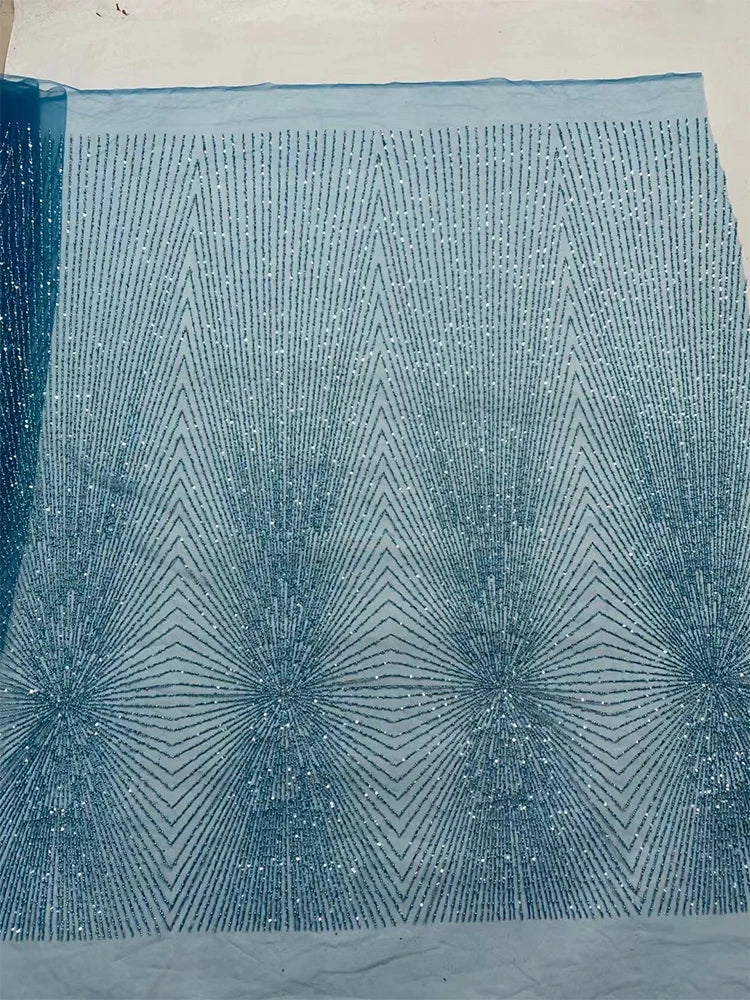 New Luxury Nigerian Sequins Beads Lace Fabric