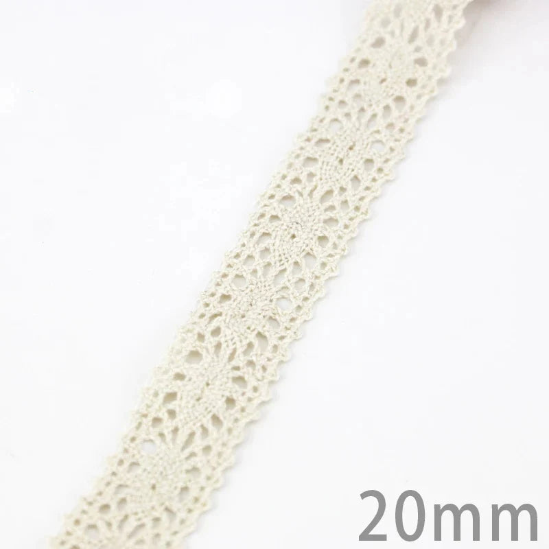 New White Beige Cotton Embroidered Lace