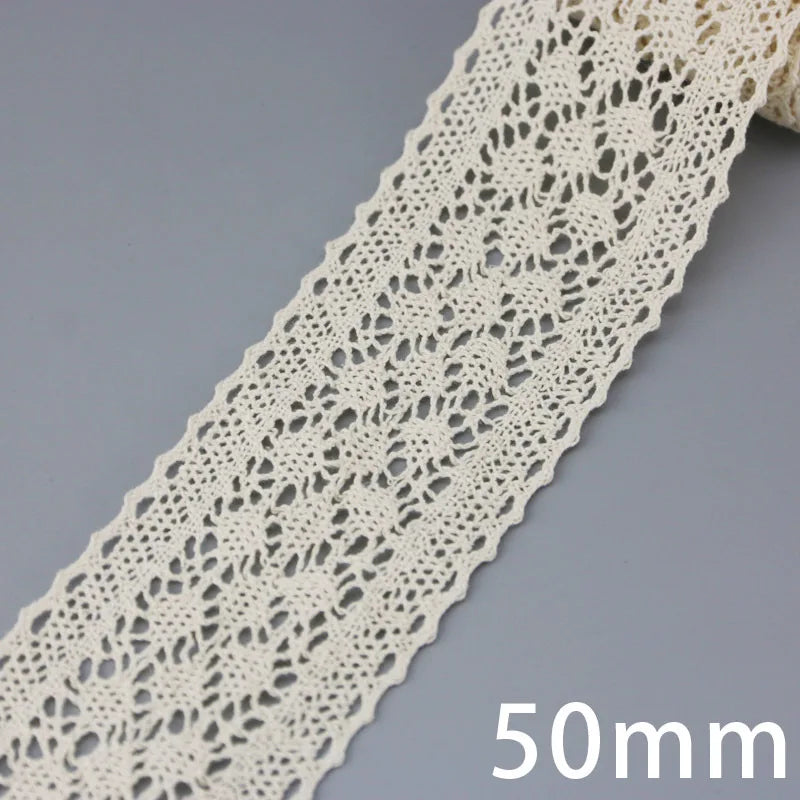 New White Beige Cotton Embroidered Lace