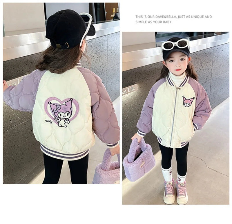 Girly Heart Kawaii Sanrio Kuromi Soft Baseball Jacket