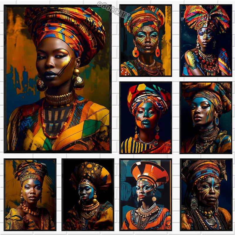 African Queen Abstract Art Canvas Painting Posters