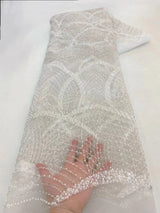 New Luxury Nigerian Sequins Handmade Beads French Tulle Lace Fabric