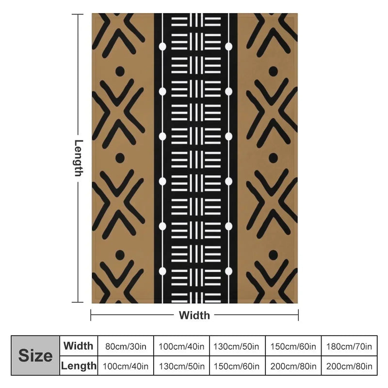 New Tan African Tribal Mud Pattern Throw Blanket