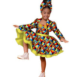 3pcs Set African Kids Gril Dashiki Dress