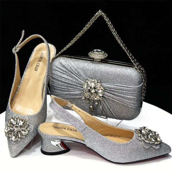 Women's Wedding and Party Luxury Ladies Shoes and Bag