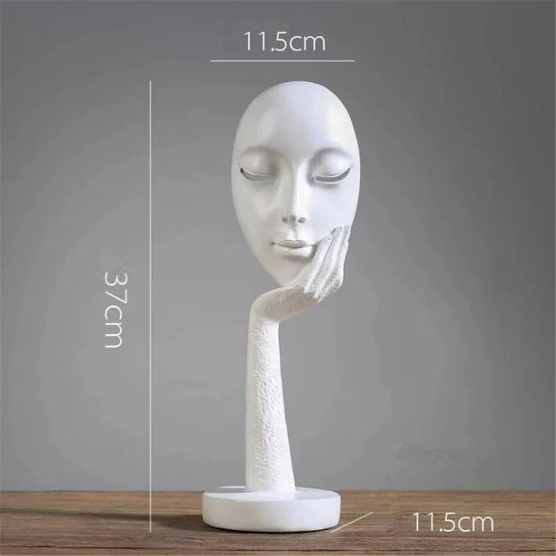 Modern Human Meditators Abstract Lady Face Character Resin Statues