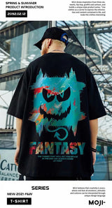 Harajuku Devil Graffiti Print Oversized Tee Shirts