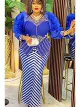 Women New Fashion Plus Size Sequin Evening Party Long Dress