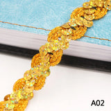 5Meter S Shape Gold Red Sequin Lace