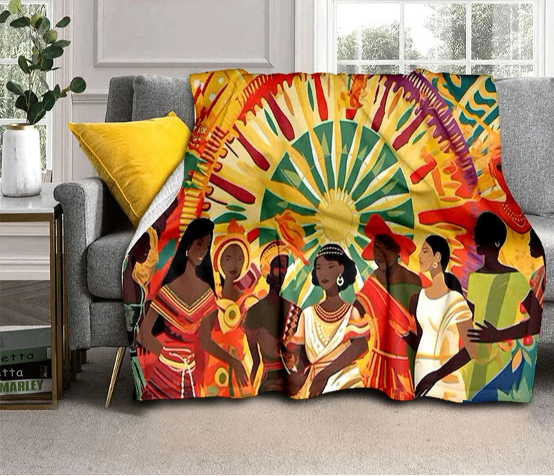 Cartoon Africa Ethiopian Custom Painting Art Soft Flannel Blanket