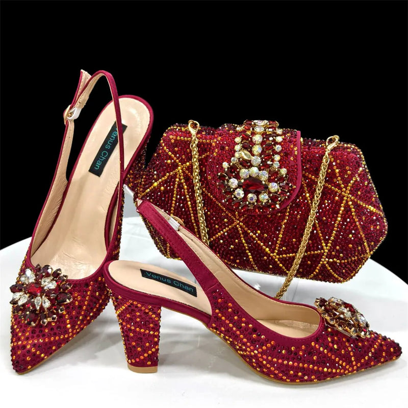 Italian Embossed Varnish Style  Shoes and Bag Set