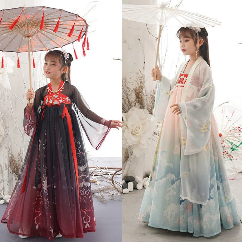 New Retro Chinese Hanfu Children's Girls' Dress