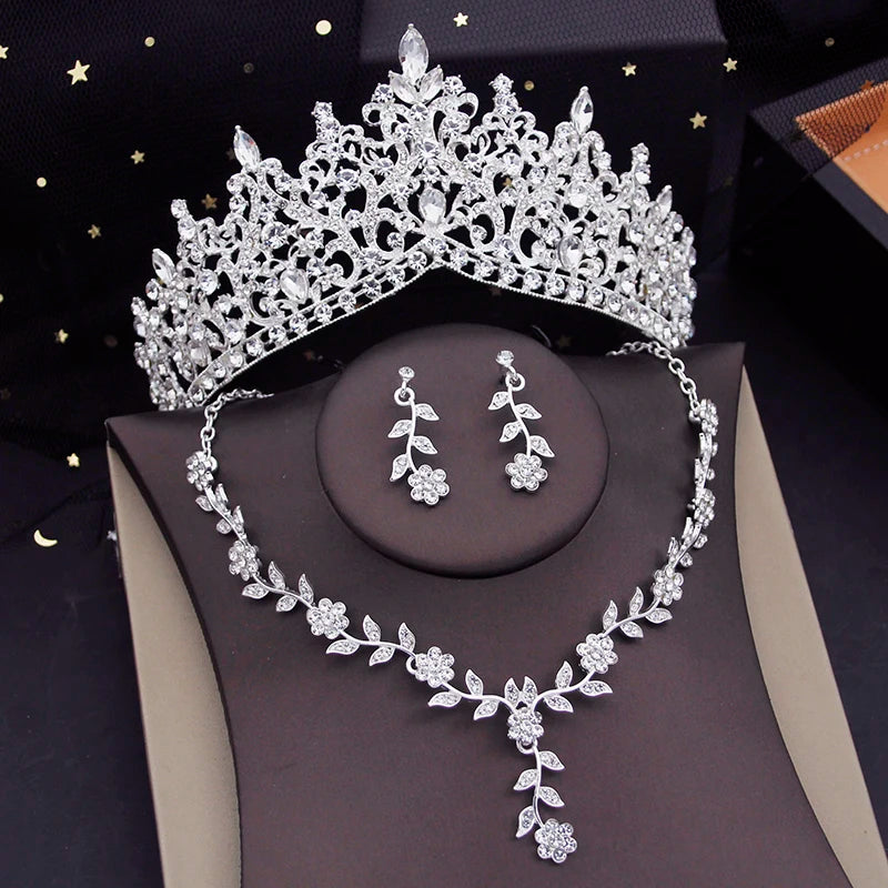 New Luxury Silver Color Crystal Water Bridal Jewelry Sets