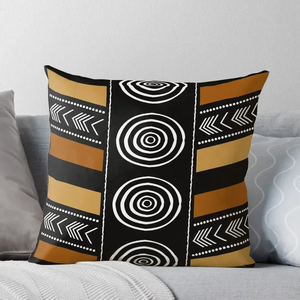 African Mud Artwork Throw Pillow Cases