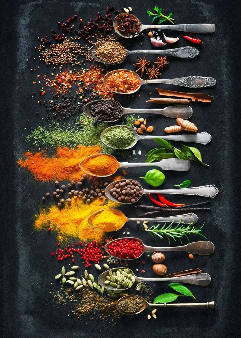 African Modern Grains Spices Spoon Peppers Poster