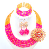 New Crystal Beaded Nigerian Wedding African Beads Jewelry Set