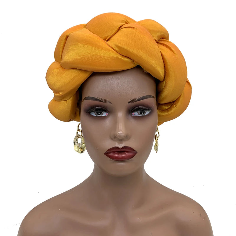 New Big Braid Head Band African Raw Silk Turban Cap