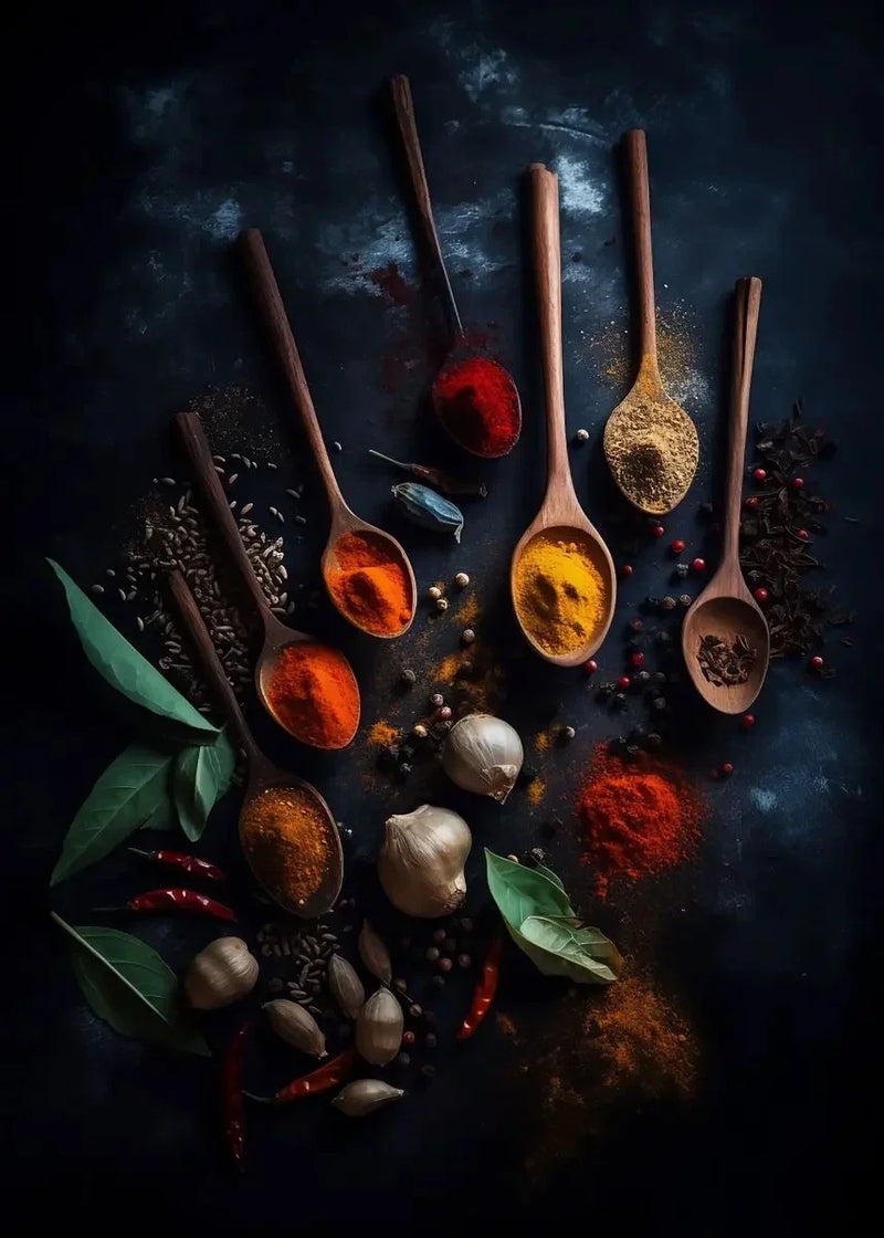 African Modern Grains Spices Spoon Peppers Poster