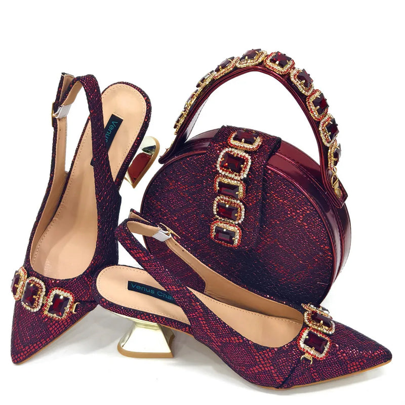 New Arrival Special Style Italian Design African Women Shoes and Bag Set