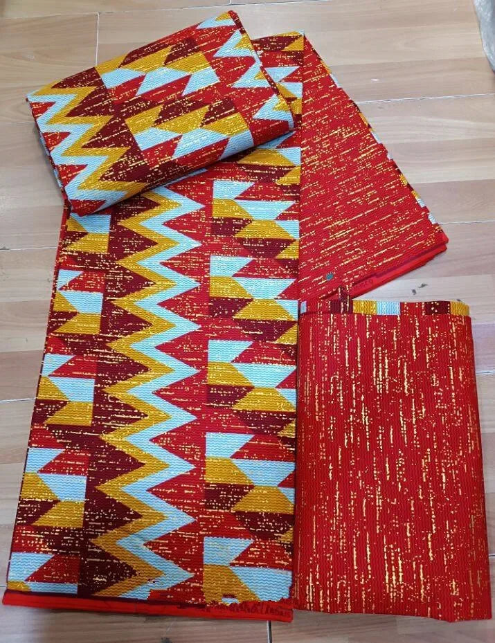 Ankara African Kente Gold Real Wax Fabric