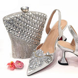 New Gold Woman Shoes And Bag Set