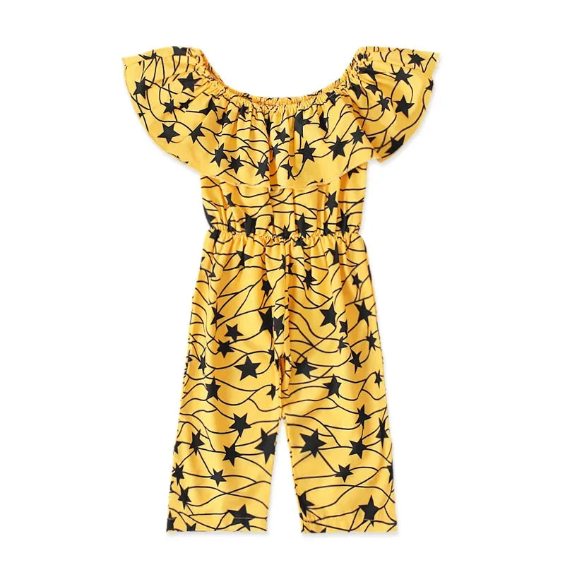 Summer African Children Printing Short Sleeveless Long Jumpsuit