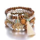 New Boho Charm Wood Beaded Bracelet Set