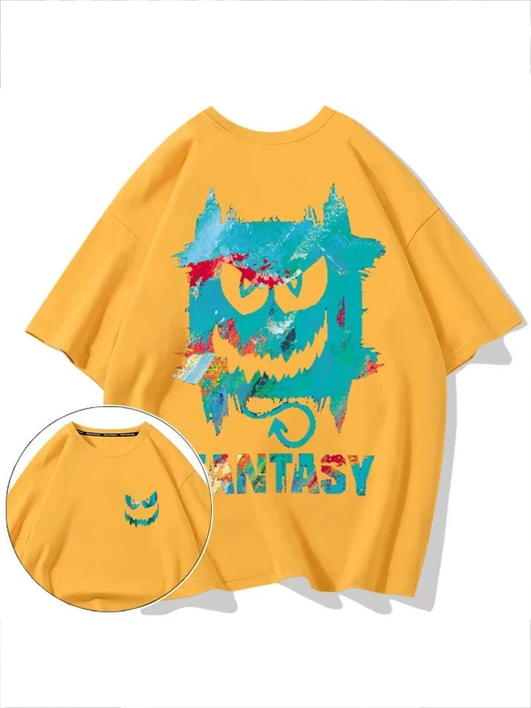 Harajuku Devil Graffiti Print Oversized Tee Shirts