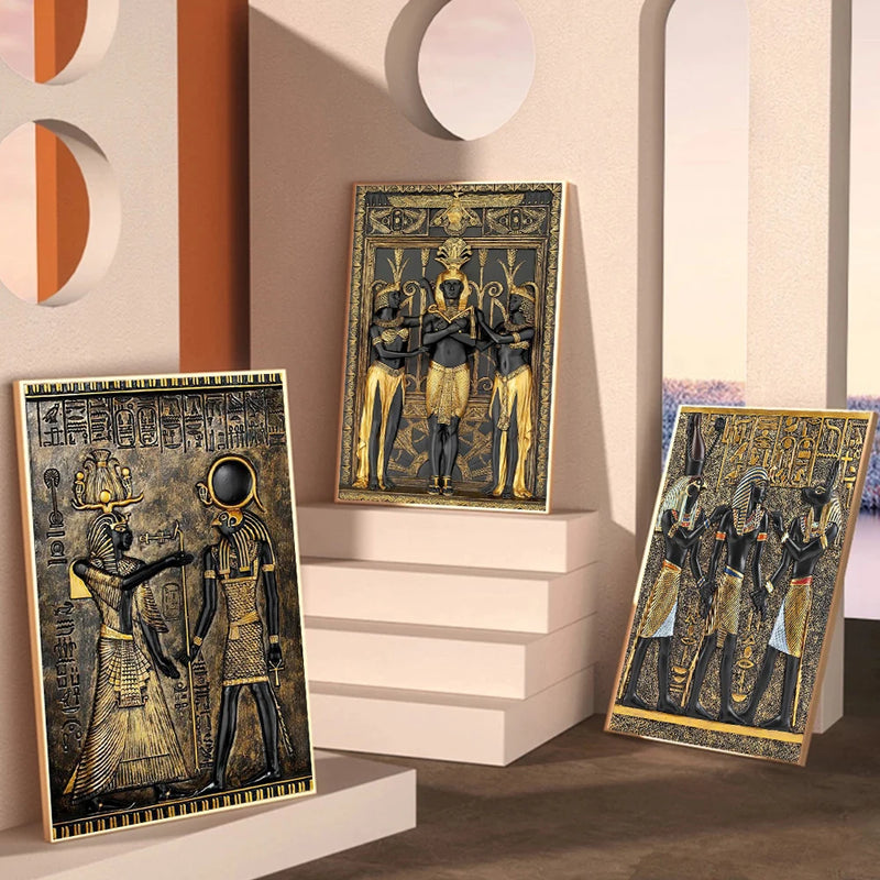 Black Golden Ancient Egyptian Art Prints 3D Posters