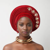 Women Aso Oke Fabric Muslim Headwear