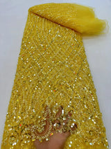 African Luxury Sequins Beautiful Beads Mesh Lace