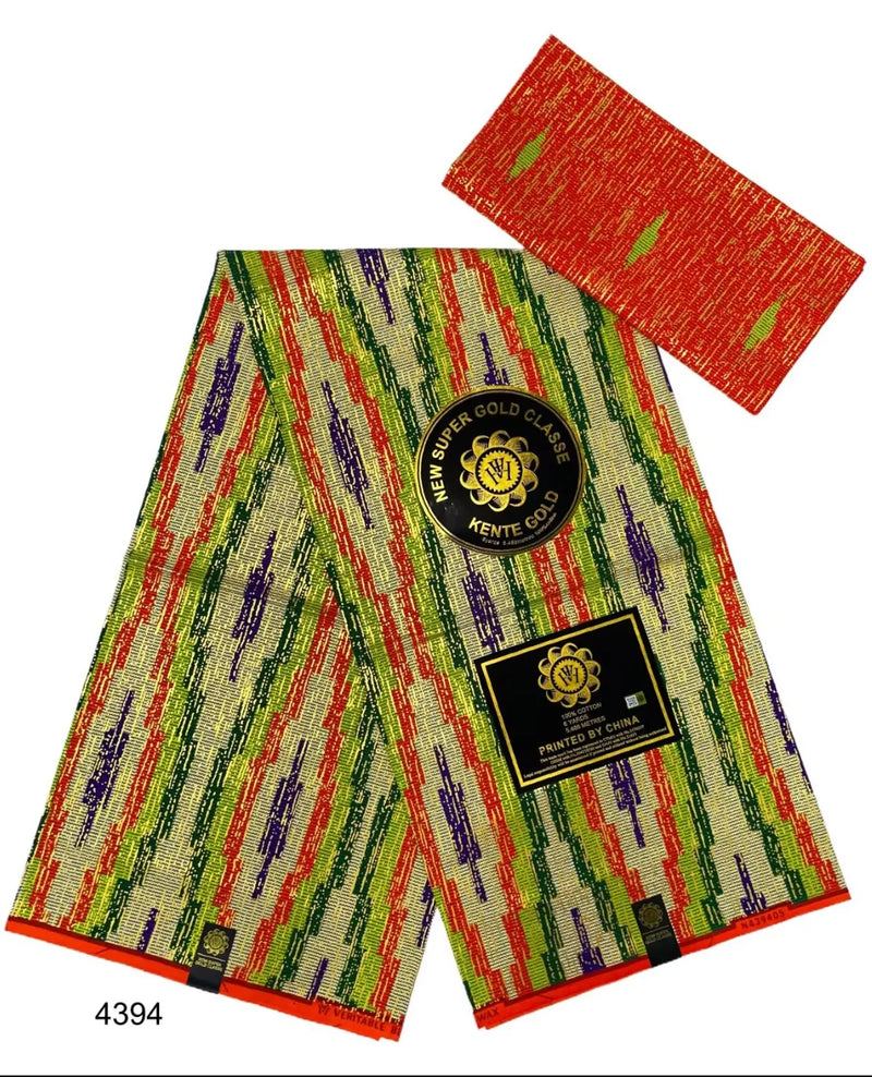 Ankara African kente gold Real Wax Fabric