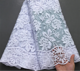 High Quality Nigerian White Mesh Embroidery Lace Fabric