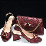 Women Mature Style Shoes Matching Bag Sets