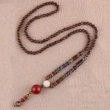 New Style Feather Elephant Wood Beaded Stone Necklace