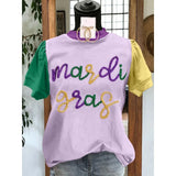 New Elegant Mardi Gras Rope Contrast T-Shirt