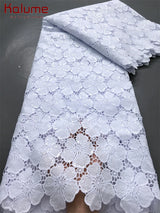 New White African Guipure Cord Lace Fabric