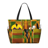 Women Large Capacity African Wax Design Gym Beach Travel Bags