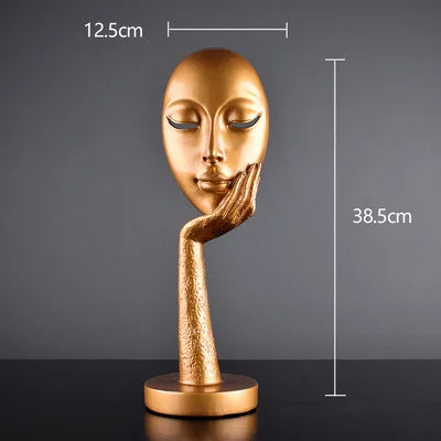 Modern Human Meditators Abstract Lady Face Character Resin Statues