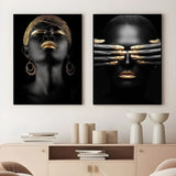 African Art Black And Gold Woman Oil Painting Poster