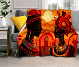 Cartoon Africa Ethiopian Custom Painting Art Soft Flannel Blanket