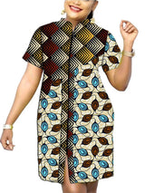 African Fashion Stand Collar Dress