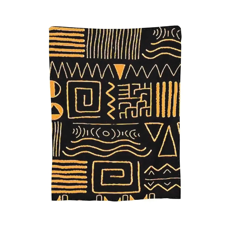 African Bogolan Mudcloth Pattern Blanket