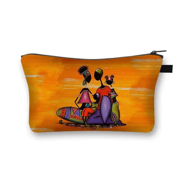 African Woman Print Cosmetic Bag