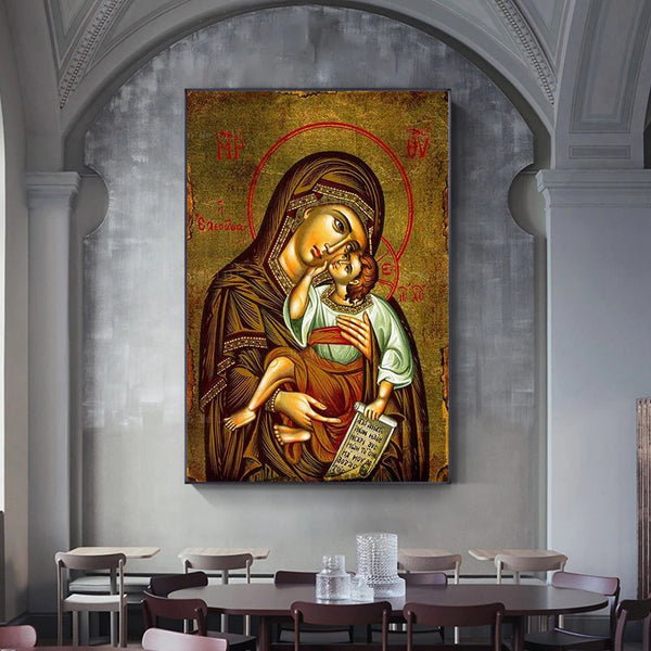 Mother Of God Byzantine Orthodox Religious Canvas Wall Art