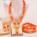 Original Orange Coral Beads Necklace Set