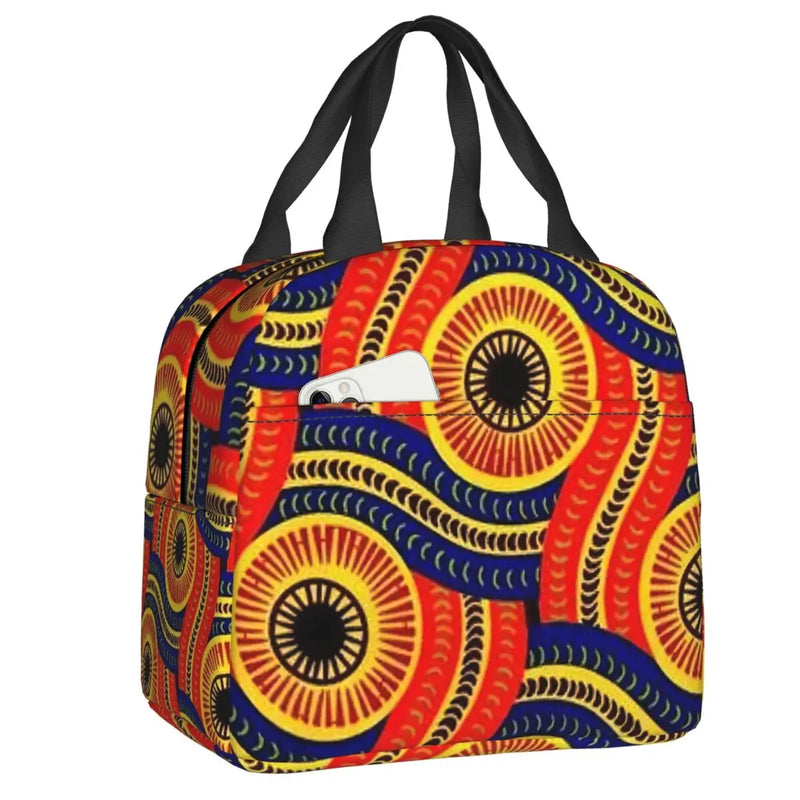 Ankara Dutch Wax Print Thermal Insulated Lunch Bags