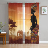 Ethnic Style African Women Sheer Curtains