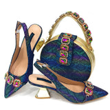 New Arrival Special Style Italian Design African Women Shoes and Bag Set